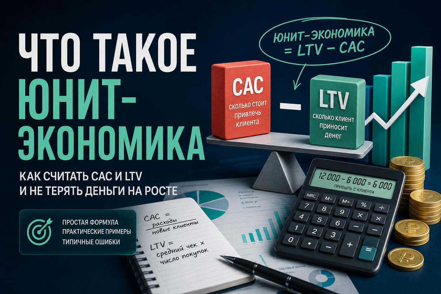 Плоская иллюстрация: формула на карточке в терракотовых тонах